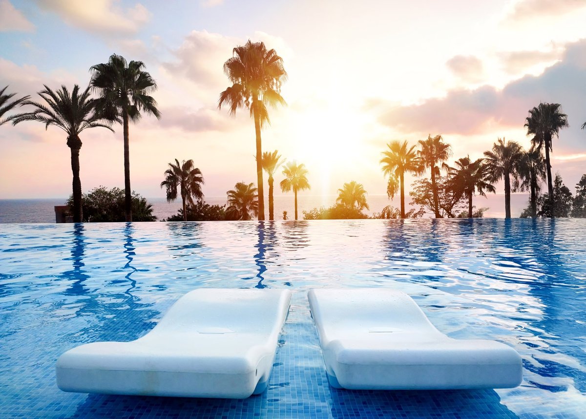 Infinity pool at sunset