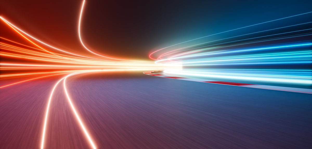 Light trails on racing track