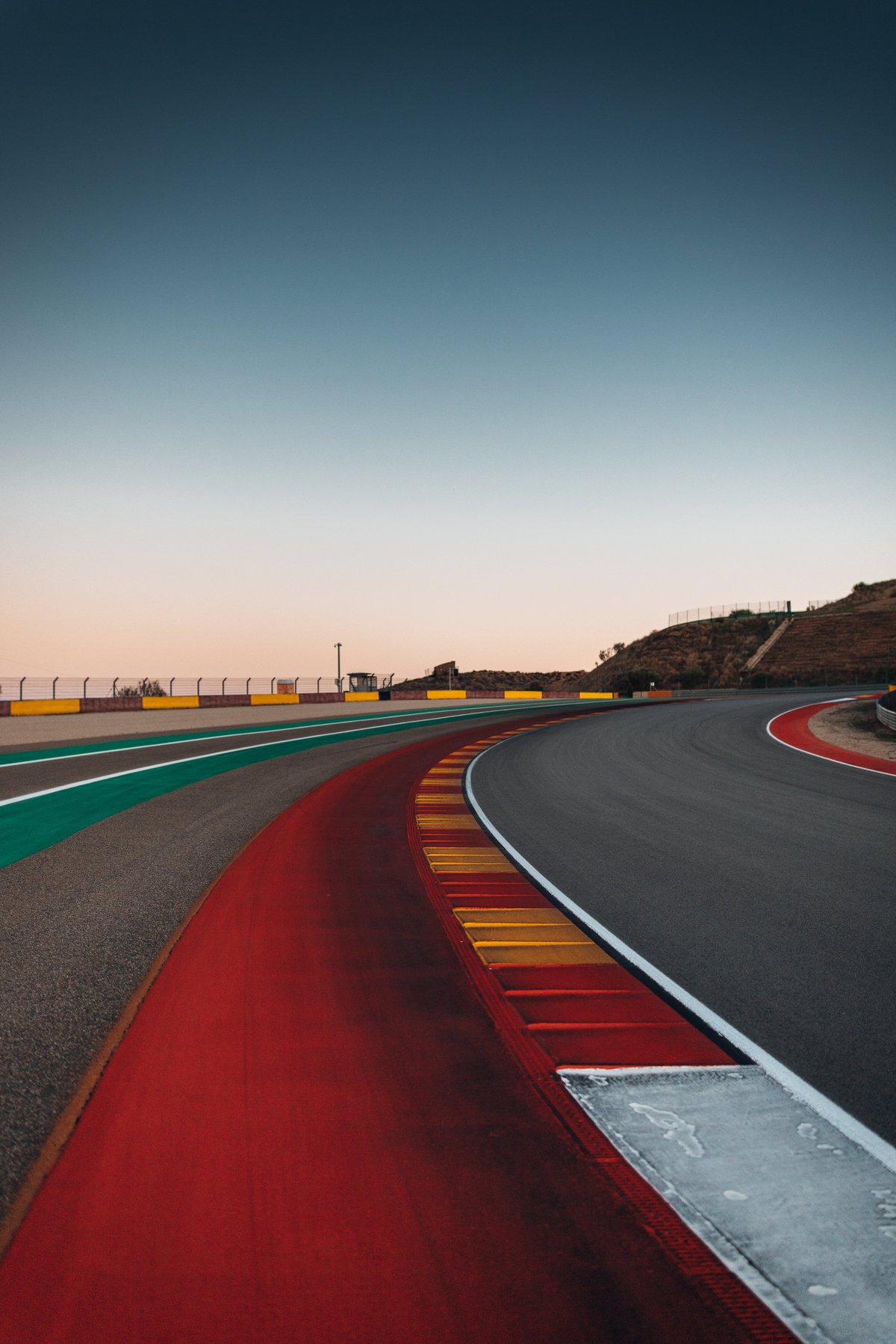 Race track curves at the evening, close up shot