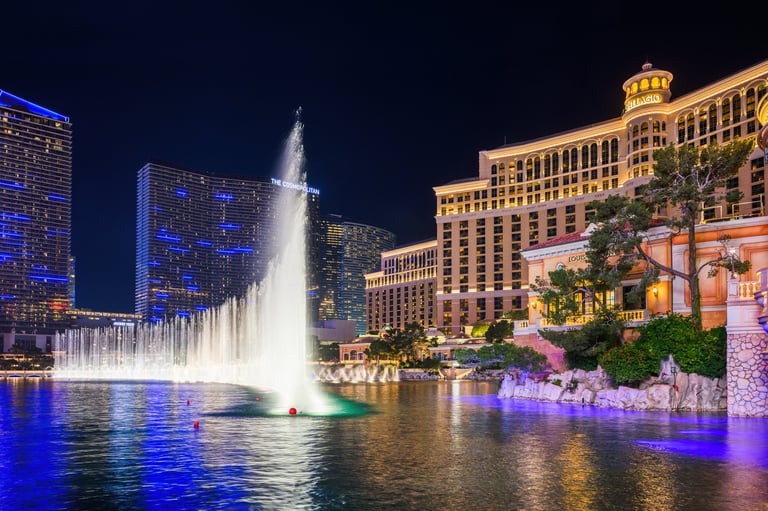 Bellagio Las Vegas fountains at night