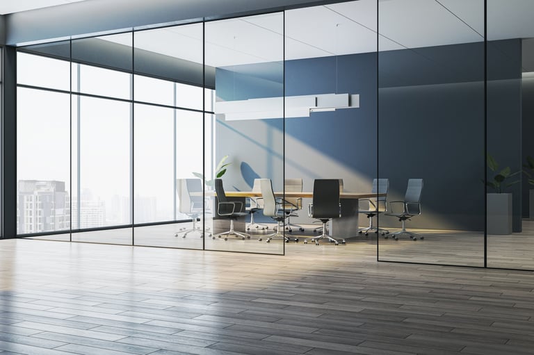 Empty modern conference room interior in sleek style