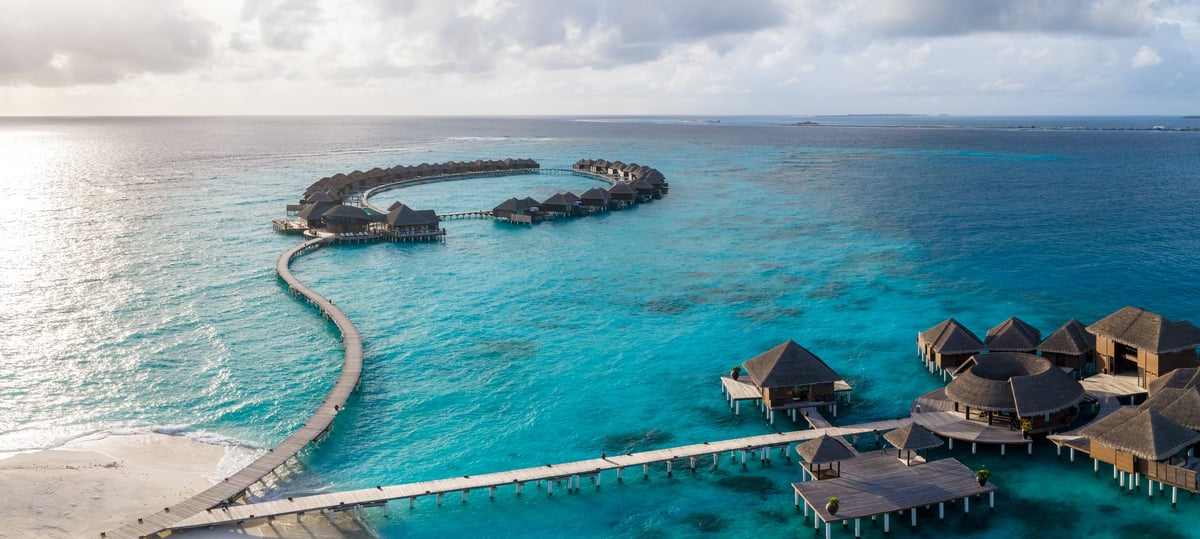 Malediven Overwater Villas aus der Luft